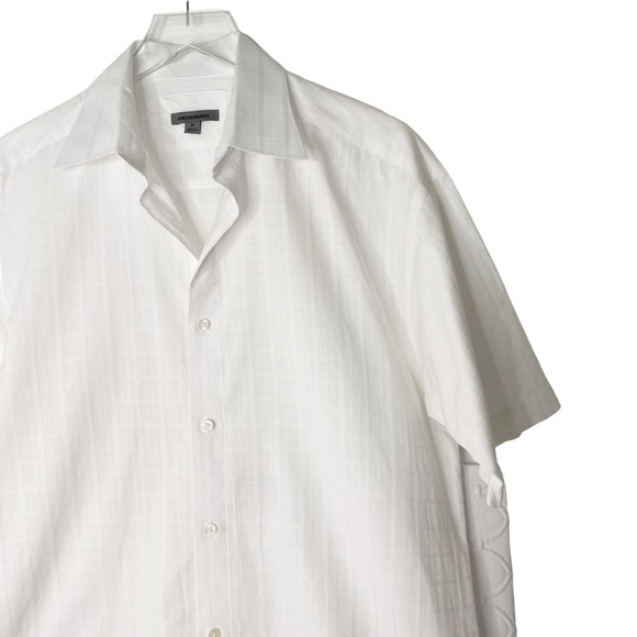 Johnston & Murphy Checked Casual Button Down Short Sleeve White Summer Medium - Picture 3 of 8